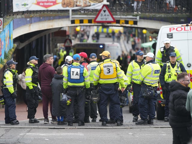 Brighton is swarming with police officers ahead of a Premier League match between Albion and Crystal Palace