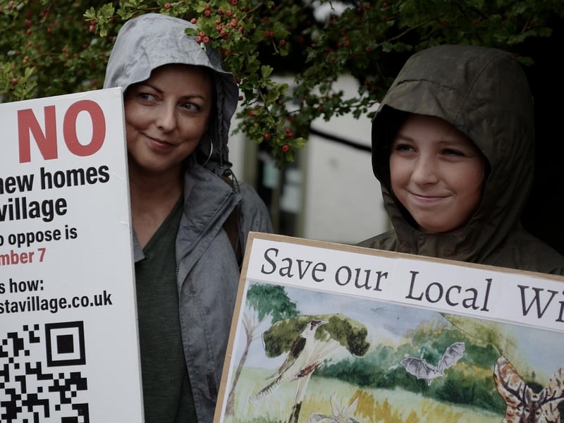 Demonstrators on Hurstpierpoint village green. Picture: Kelly Hyatt