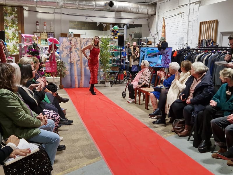 Jo, volunteer co-ordinator, wore a red sequinned dress priced £8.50