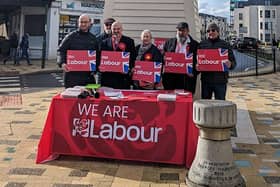 Paul Richards with Labour Councillors in Littlehampton town centre