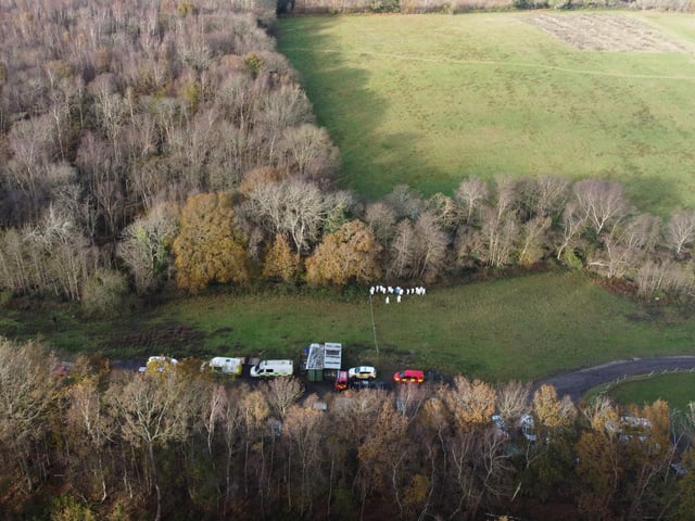 Alexandra Morgan body search, Rock Lane, Hastings. BTP searching railway line. Kent police officers and East Sussex Fire and Rescue Service searching woods and streams. Picture by Eddie Mitchell/Dan Jessup