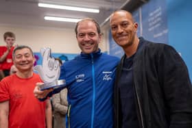 Bobby Zamora presented Tim Holtam with his award on Friday (November 24) after it was announced that he had won the sports category in the 2023 National Lottery Awards, for his ‘incredible work in establishing the Brighton Table Tennis Club’. Photo: National Lottery