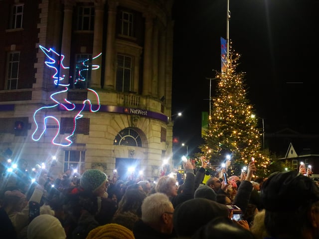 Eastbourne's Christmas lights switch-on event 2024 in Terminus Road. Photo supplied by Your Eastbourne BID.