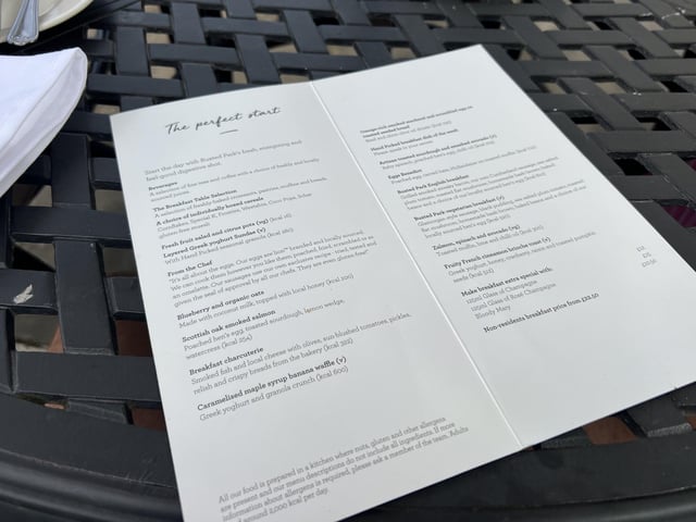 The breakfast menu.