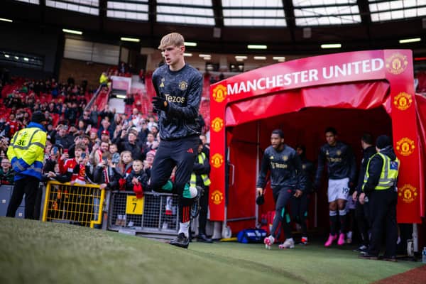 Toby Collyer, 20, was named on the bench at Old Trafford – for the Red Devils’ match against Fulham – on Saturday, February 24. (Photo by Ash Donelon/Manchester United via Getty Images)