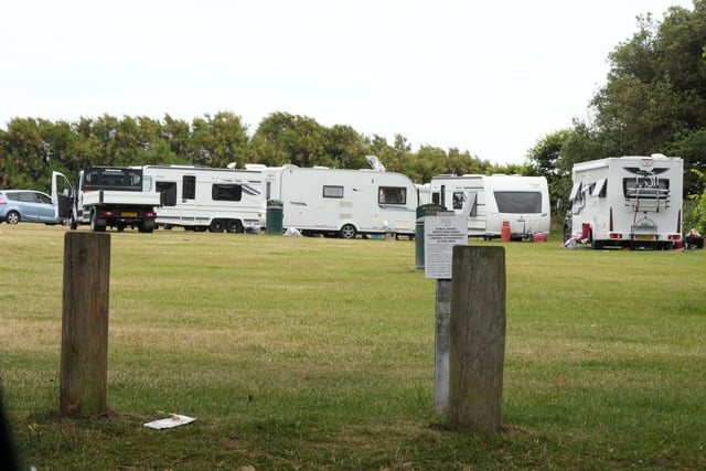 Twenty-four caravans and motorhomes have pitched up at Goring Greensward in Marina Drive. Picture by Eddie Mitchell