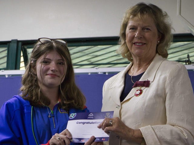Ruby Tharby, Commonwealth Award with Mrs Caroline Nicholls, DL the Deputy Lieutenant of West Susse