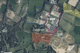 The South Downs site of the 247 new homes which developers Bellway want to build