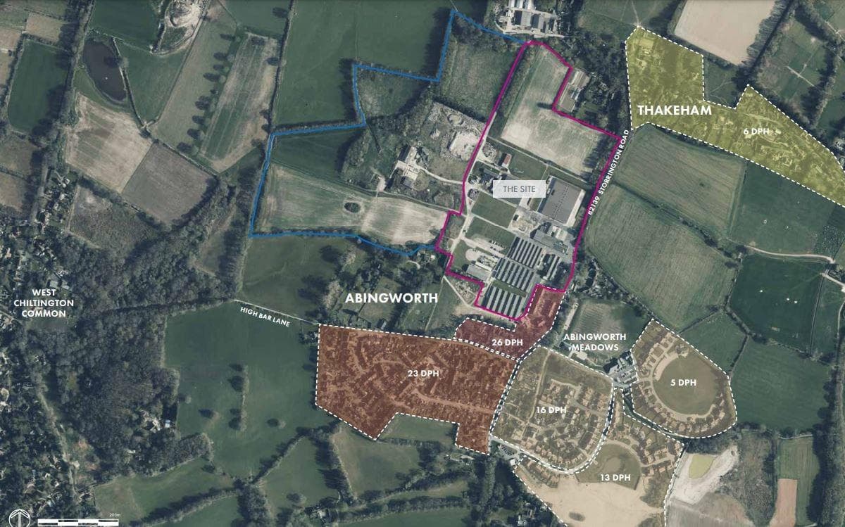 Developers have unveiled plans to build 247 new homes in a South Downs village 