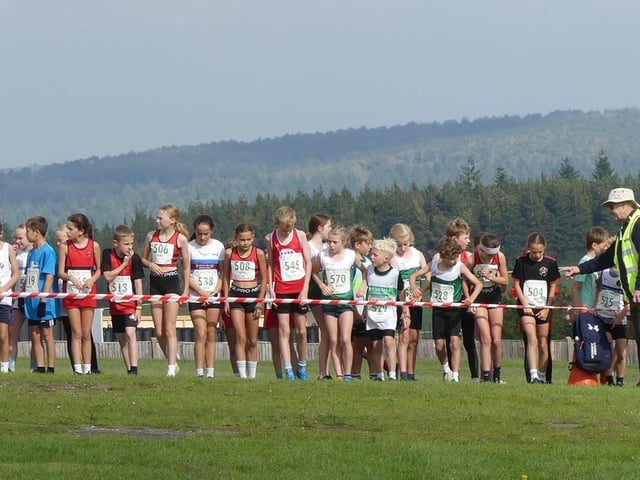 The under 11s lining up for the first race of the day