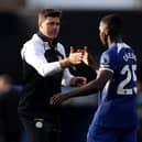Chelsea manager Mauricio Pochettino made a bizarre, inaccurate comment when recounting a conversation with midfielder Moises Caicedo, who moved from Brighton to West London in the summer. (Photo by George Wood/Getty Images)
