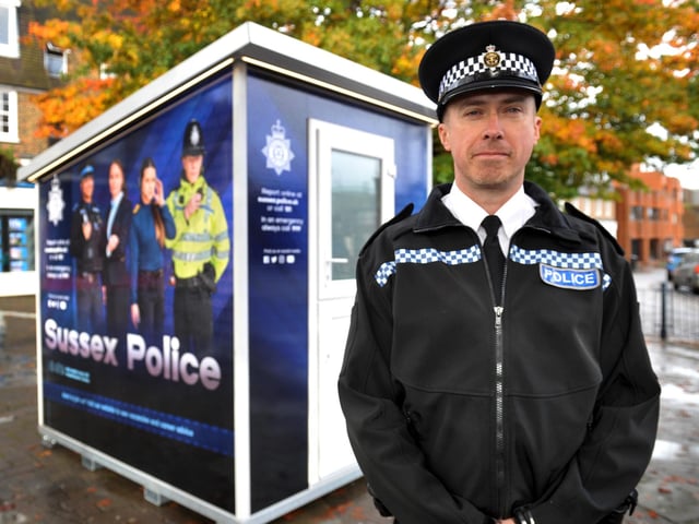 Neighbourhood Policing Inspector Steve Turner at Crawley Engagement Hub launched in the High Street, Crawley