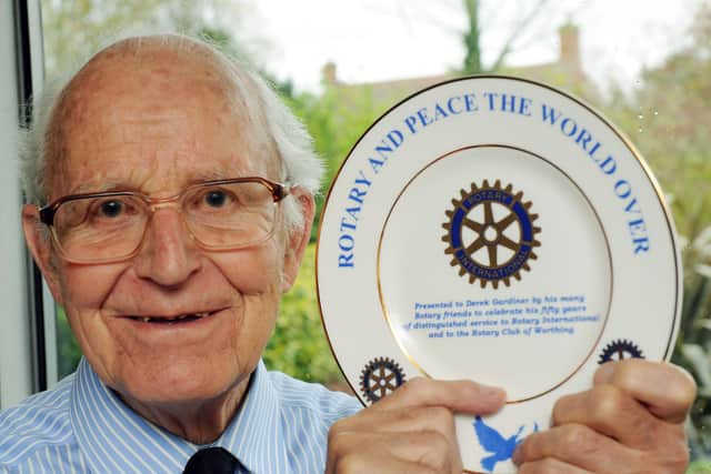 Former photographer Derek Gardiner is the longest-serving member of Worthing Rotary Club