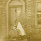 Joe Faro standing outside his house in Somerstown with his pie oven. Picture: The Novium Museum.