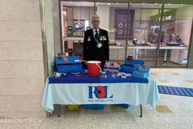 Kevin Pollard at his Royal British Legion stall in The Beacon, Eastbourne