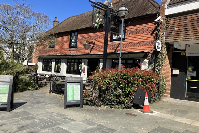 The Olive Branch in the Bishopric, Horsham, is rated 4.3 out of five according to Google reviews. One person said: 'Occasional live music and eveents in the lovely beer garden'