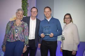 Tammy Woodhouse (Chairman, GCA), Antony Snow (Instructional Designer, GCA), Andy Bunt (Group Operations Manager, Squire’s Garden Centres) and Sarah Squire (Chairman, Squire’s Garden Centres) with the GCA’s “GROW” Training Award.
