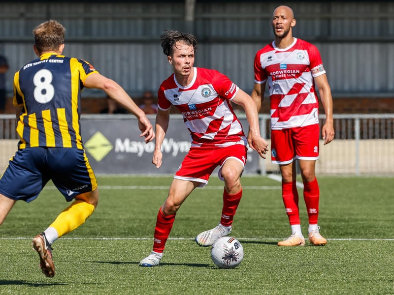 Action from Bath City's 2-1 win at Eastbourne Borough