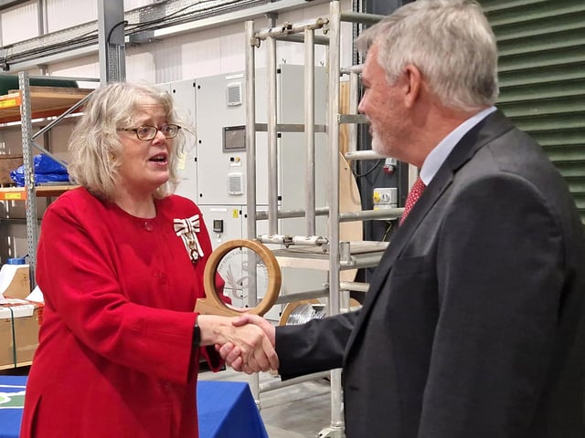Richard Hanson, Managing Director of ERG (Air Pollution Control) Ltd received a King's Award for Enterprise from Lord-Lieutenant Lady Emma Barnard