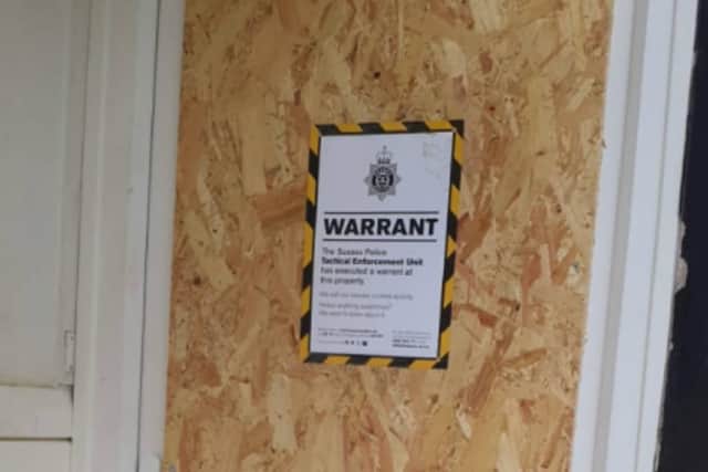 Sussex Police said officers from the Tactical Enforcement Unit executed a warrant under the Misuse of Drugs Act at an address north of Crawley on Saturday, April 8.