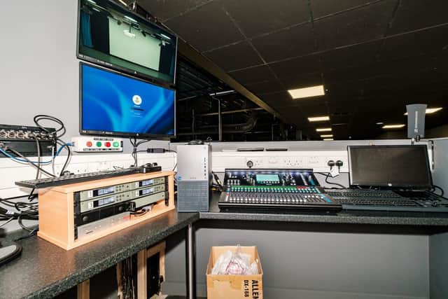 The sound desk in the new facility.