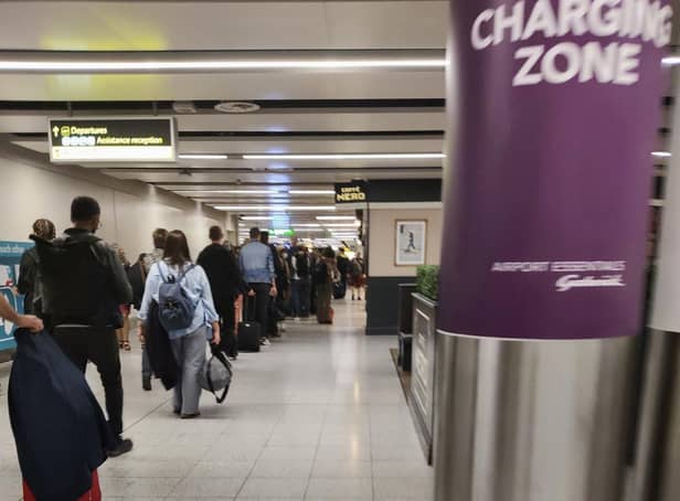 Queues at Gatwick Airport on Monday, May 23, 2022