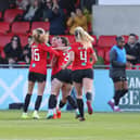 Lewes run to celebrate the opener v Sheff Utd at the Dripping Pan | Picture: James Boyes