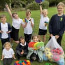 Pupils at Glebe Primary School in Southwick with some of the new sports equipment donated by Shoreham and Southwick Rotary Club