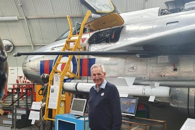 Bill with the English Electric Lightning fighter aircraft at Tangmere Aviation Museum