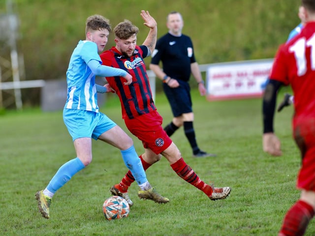 Action from Worthing United's 2-2 draw with Wick in the SCFL Division 1