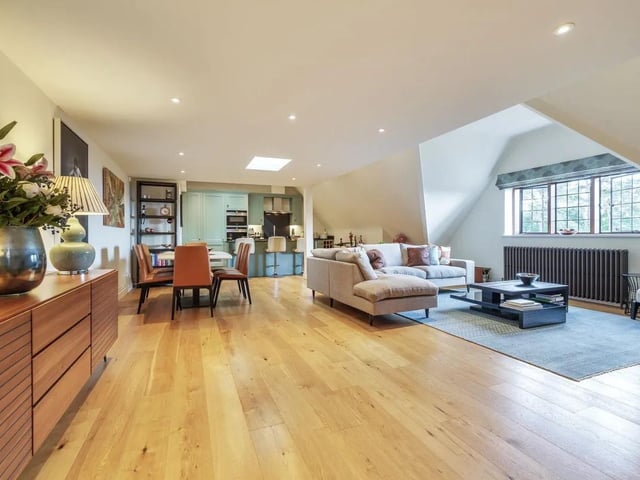 The open plan living room is perfect for entertaining guests.