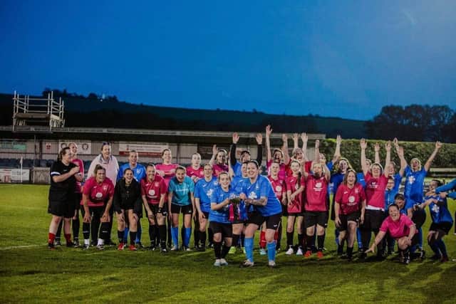 Players involved in last month’s charity football match