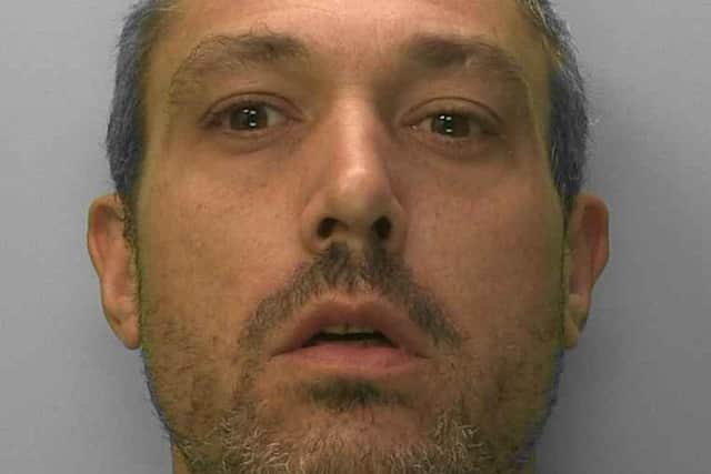 Sam Bartlett, 42, of Bishopric, who stolen thousands of pounds worth of items from shops in Horsham, is now subject to a Criminal Behaviour Order. Picture courtesy of Sussex Police