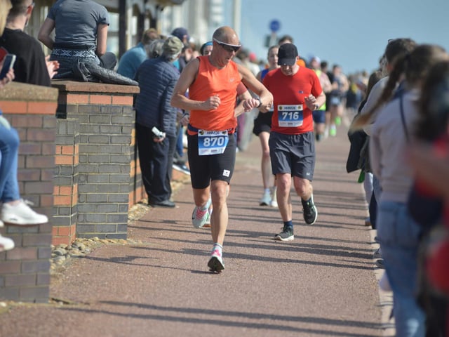 Images from the finish area at the 2026 Hastings Half Marathon