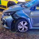 The damaged car. Photo: Eddie Mitchell