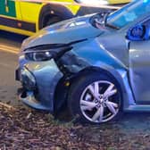 The damaged car. Photo: Eddie Mitchell