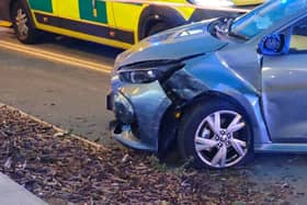 The damaged car. Photo: Eddie Mitchell