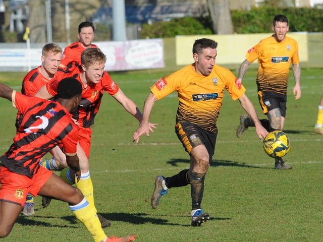 Action from Littlehampton Town's 1-1 draw with Sittingbourne at The Sportsfield in the Isthmian south east division