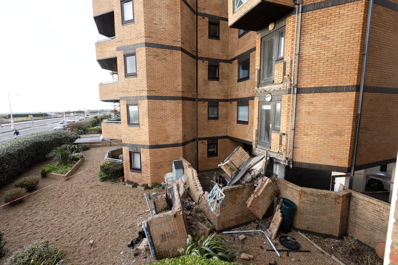 Residents in an East Sussex town have described their shock after two balconies collapsed at a residential block in the middle of Christmas celebrations.
