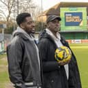 Bognor Regis Town FC bosses say they were delighted to welcome rappers Buvna – Guvna B and Barney Artist – to the MKM Arena Pics: Lyn Philips & Trev Staff