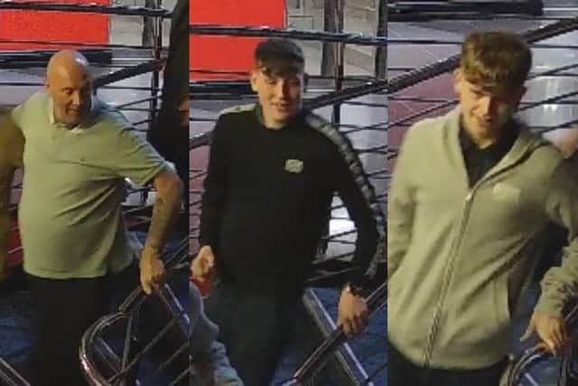 Sussex Police would like to speak to these men in connection with an assault in East Grinstead on December 9, 2023. Picture courtesy of Sussex Police