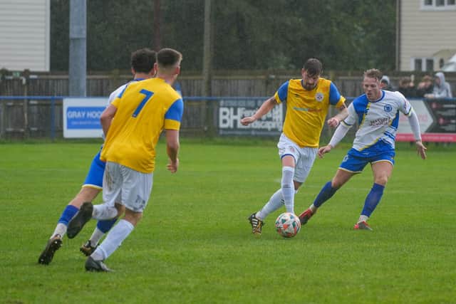 Action from Eastbourne Town's clash at Haywards Heath | Picture: Josh Claxton