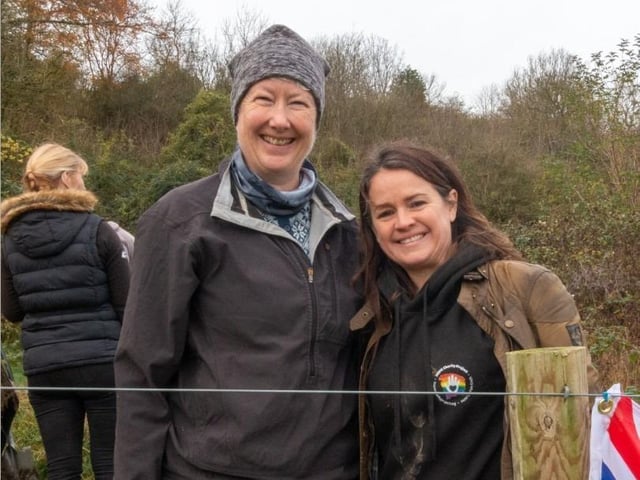 Planting the Queen’s Green Canopy Tree of Trees and 145 trees provided by South  Downs National Park at Wild Heart Hill campsite in Findon on Saturday, November 26, 2022.