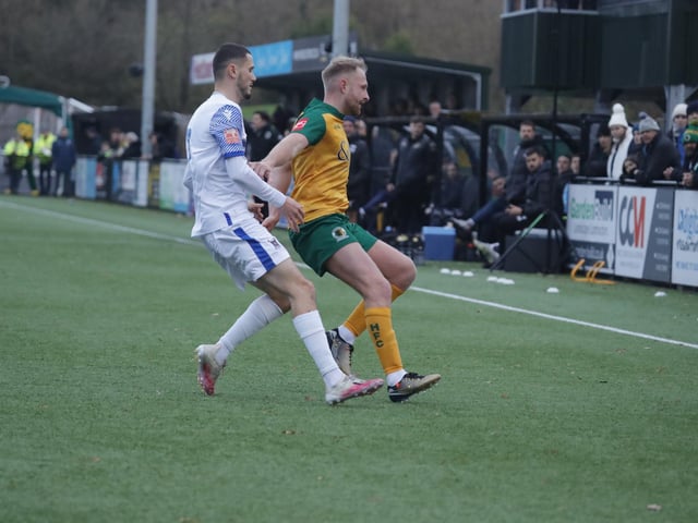 FA Trophy action between Horsham and AFC Totton