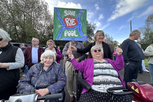 Protestors at a demonstration on October 22, 2022 calling for the pool at Rye Sports Centre to remain open. Picture by Kt Bruce