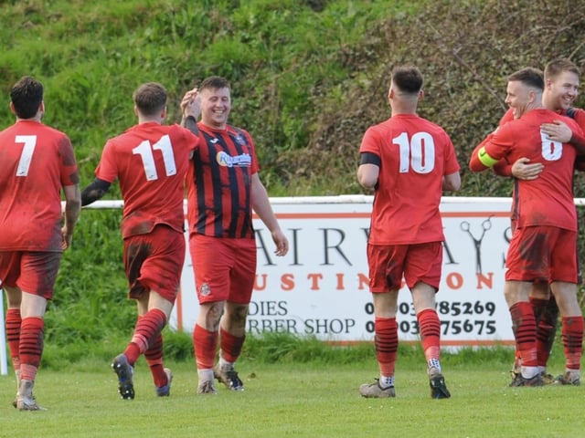 Action from Worthing United's 2-2 draw with Wick in the SCFL Division 1