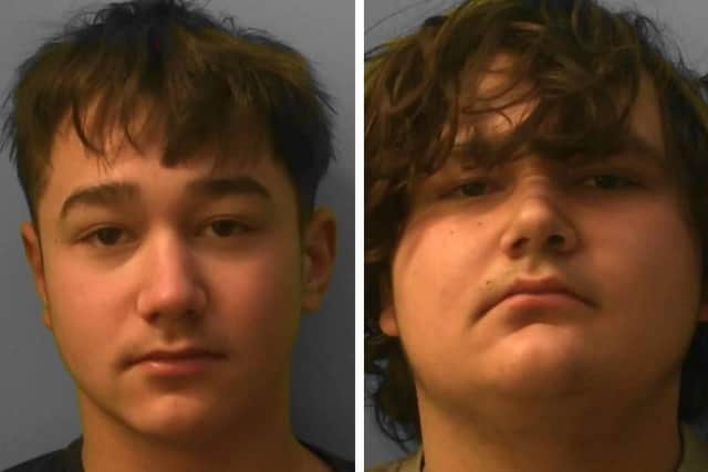 After a 14-day trial at Hove Crown Court in May, the 14 and 16-year-old boys – who can now be named as George (pictured, left) and Archie Tilley (right) from Worthing – were found guilty of inflicting grievous bodily harm with intent by a unanimous jury. Photo: Sussex Police