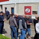 Crawley Town fans queue to get their tickets for the play-off semi-final first leg against MK Dons | Picture: Mark Dunford