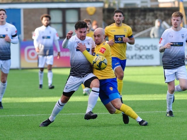 Action, celebration and crowd pictures from Lancing v Littlehampton Town at Culver Road