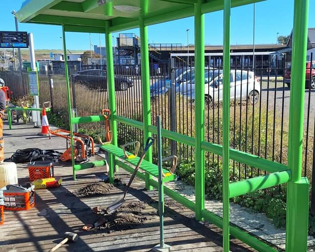 New bus stops being installed at the Newhaven Interchange on Thursday, October 8. Photo: LDC